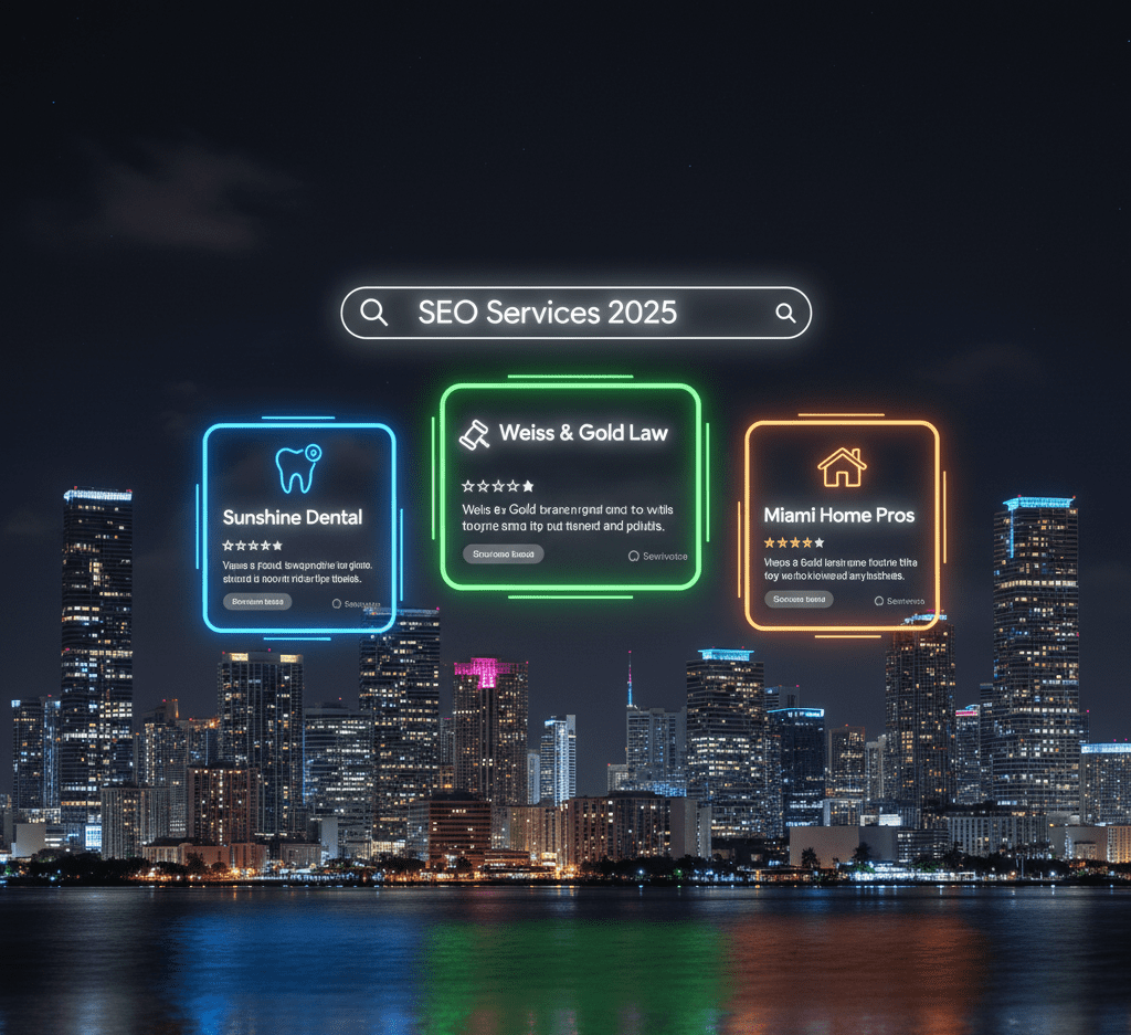 SEO Services 1 Local SEO results for law, dental, home services in 2025.