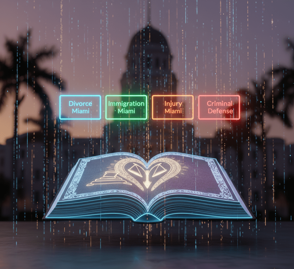 Miami law firm SEO – practice area pages for divorce, immigration, injury.